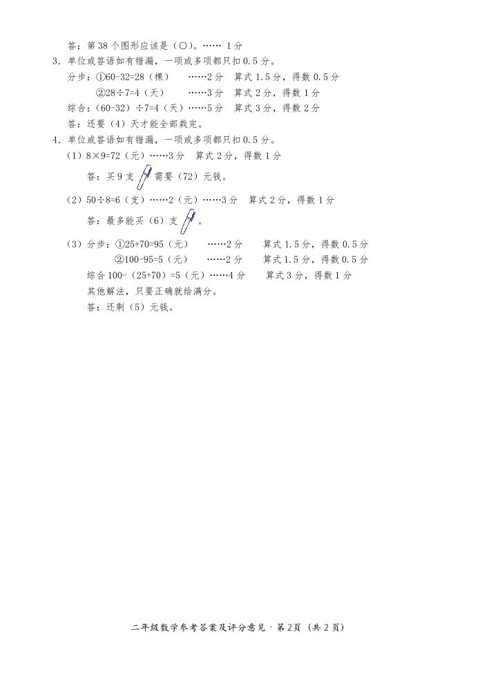 云南省文山州砚山县数学二年级下学期期末试题 2020-2021学年.doc 第2页