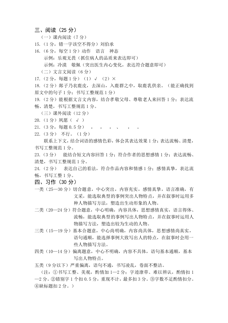 云南省文山州语文五年级下学期期末试题 2020-2021学年答案.doc 第2页