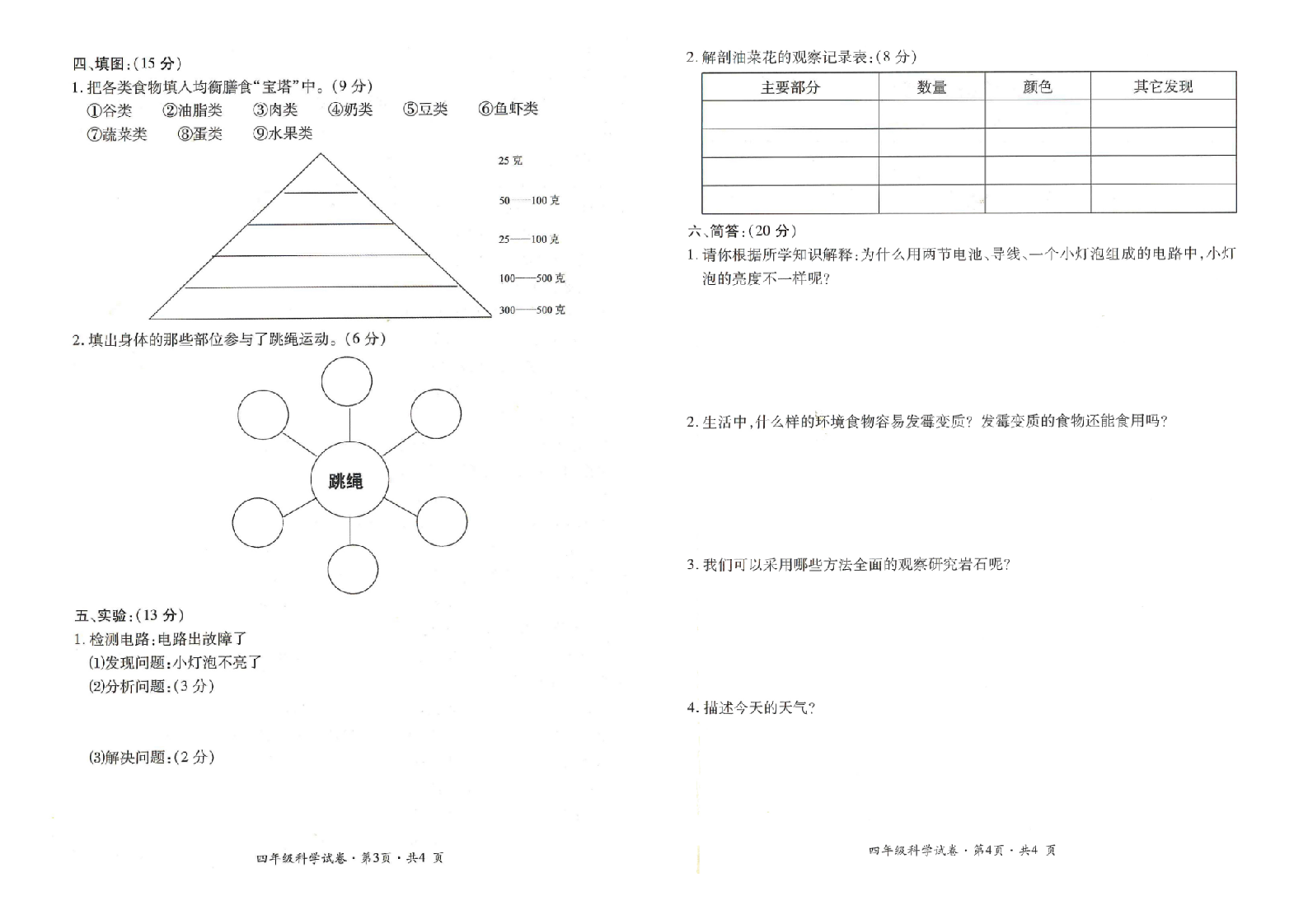 曲靖市沾益区2017-2018学年下学期期末检测卷四年级科学(含答案）.doc 第2页