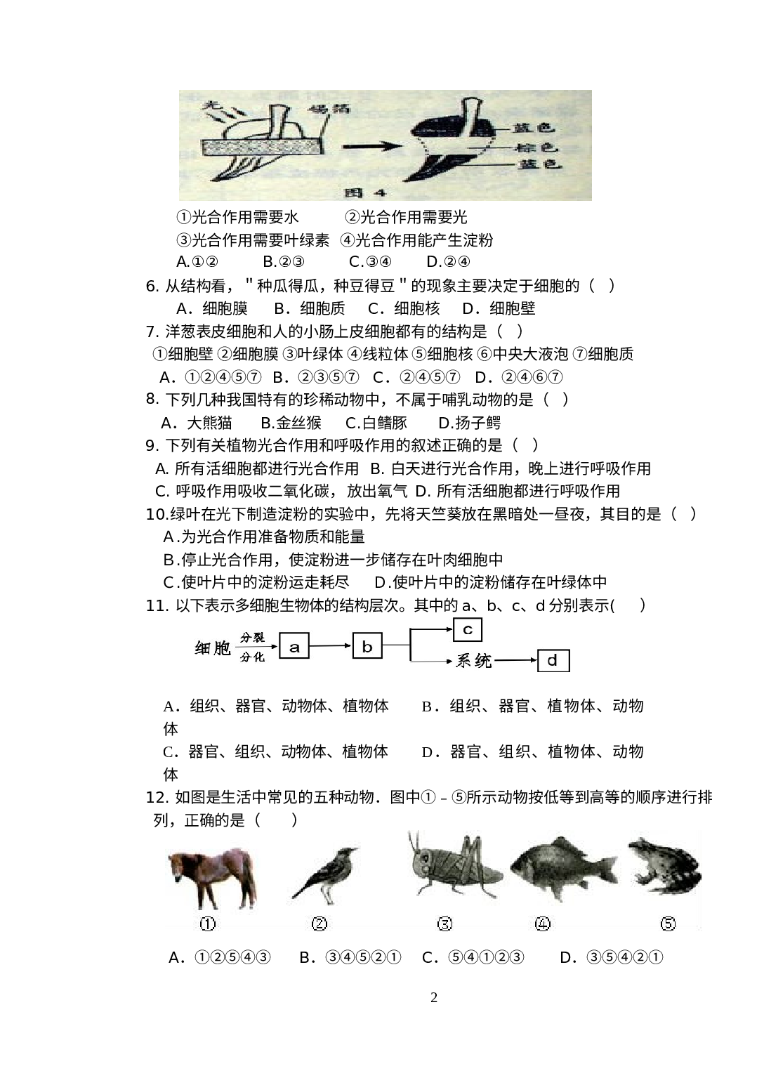 甘肃省白银市景泰县第四中学2022-2023学年九年级上学期期中生物试题.docx 第2页