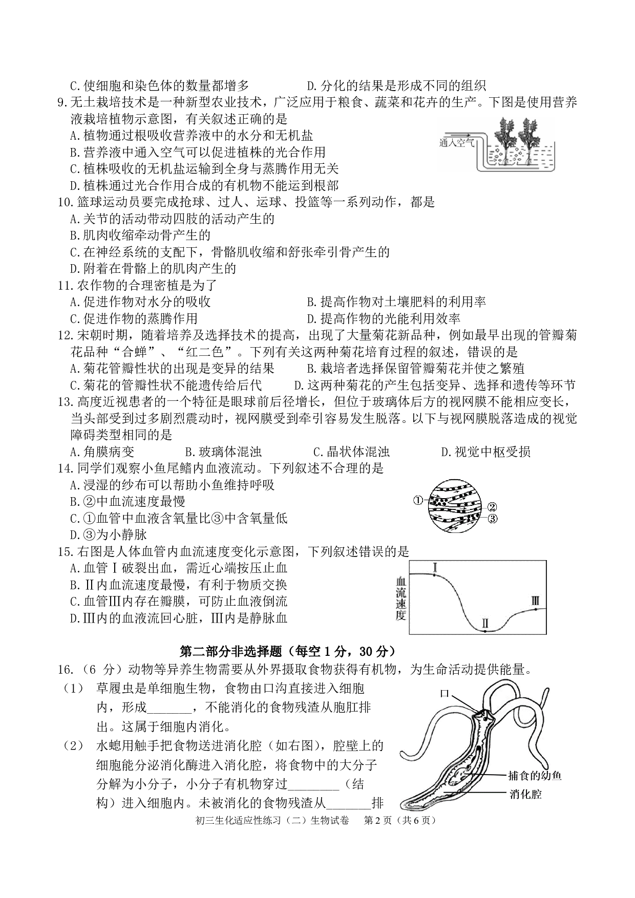 北京市第三十一中学2019-2020学年下学期适应性练习九年级生物试卷（二）.pdf 第2页