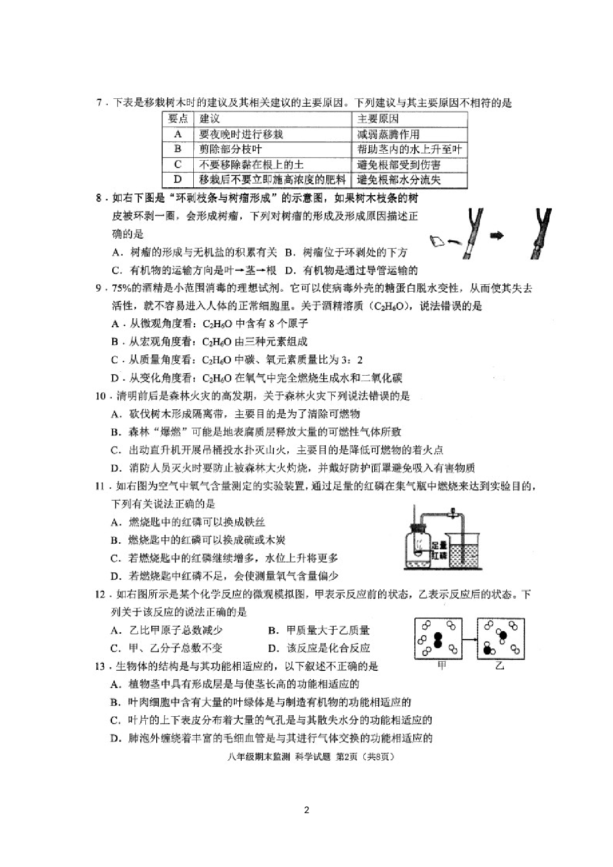 浙江省湖州市长兴县、安吉县2019-2020学年八年级下学期期末监测科学试题（图片版）.doc 第2页