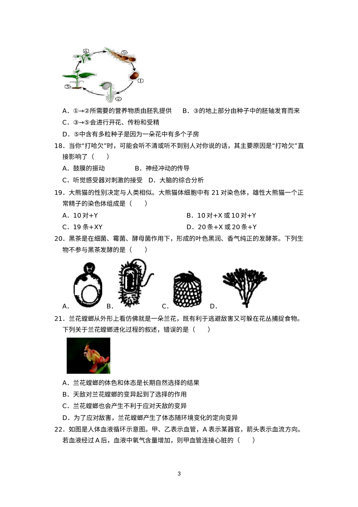 2021年山东省日照市中考生物试卷.docx 第3页