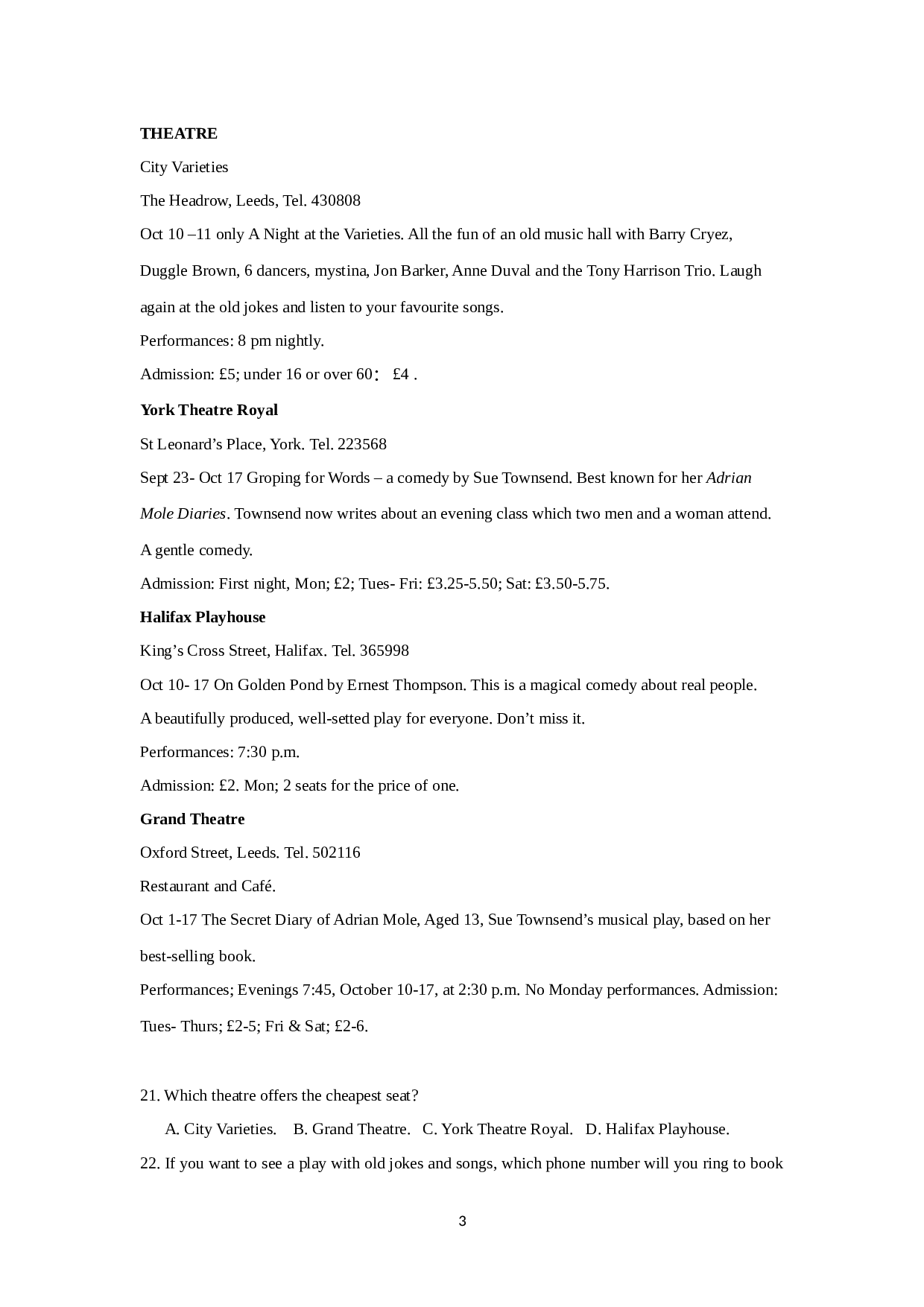 四川省邻水实验学校2021-2022学年高一上学期期末仿真考试英语试卷.docx 第3页