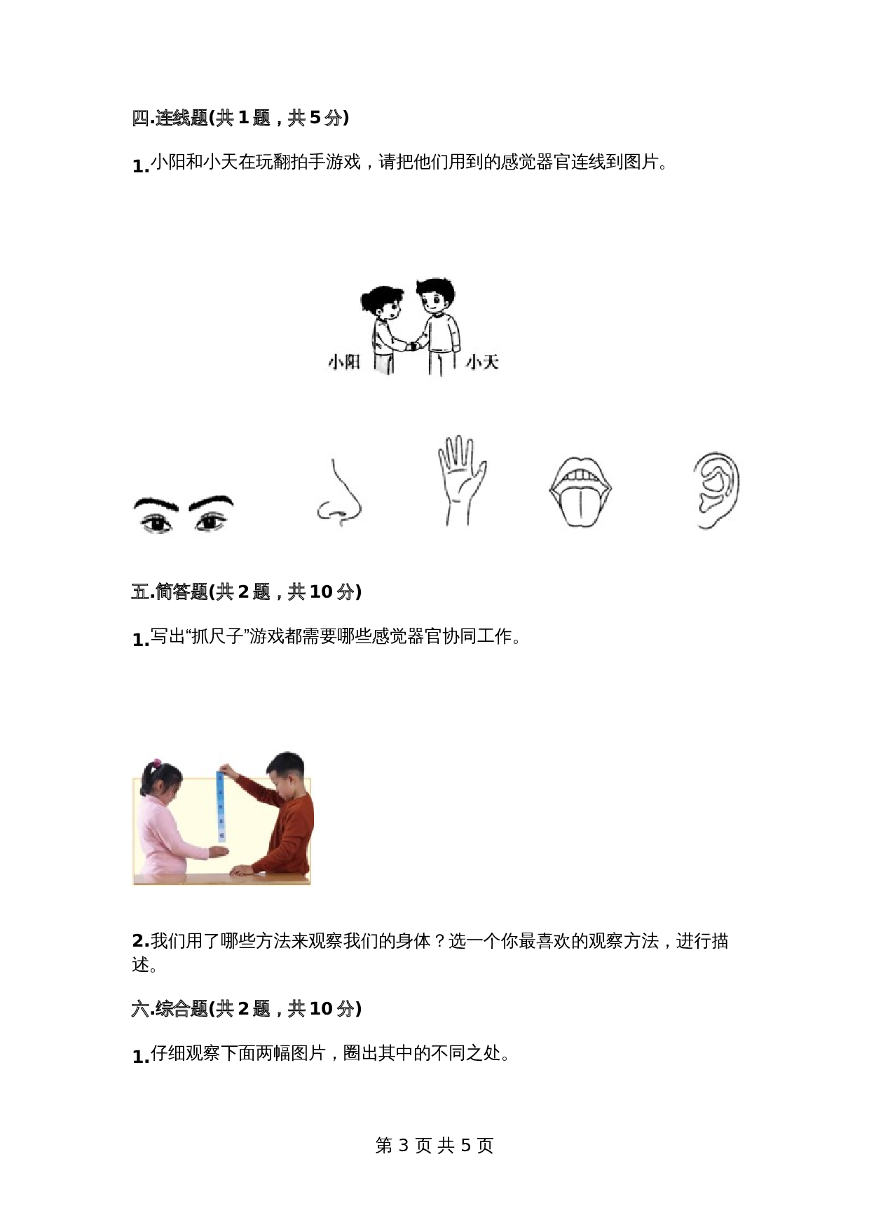 教科版科学二年级下册第二单元《我们自己》测试卷2（含答案） 第3页