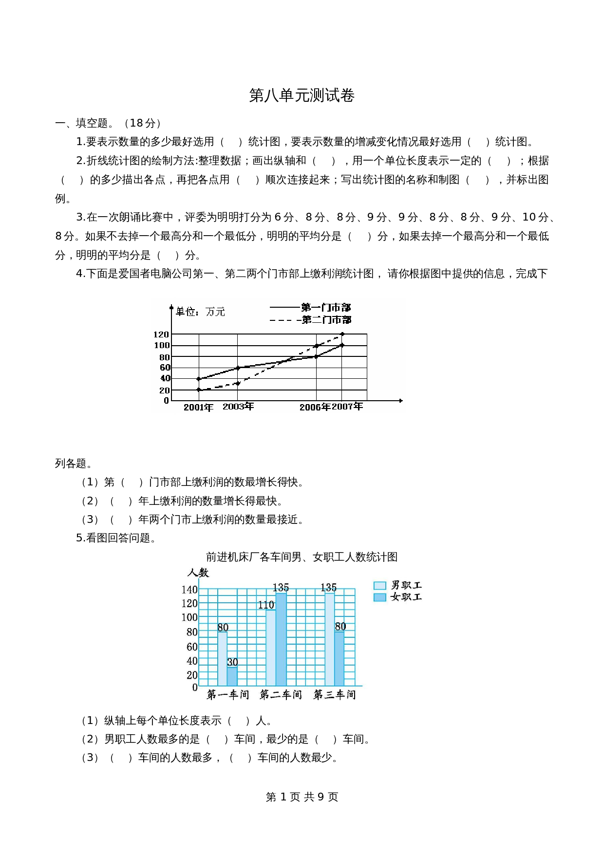 北师大版五年级下册数学 第八单元测试卷（含解析） 第1页