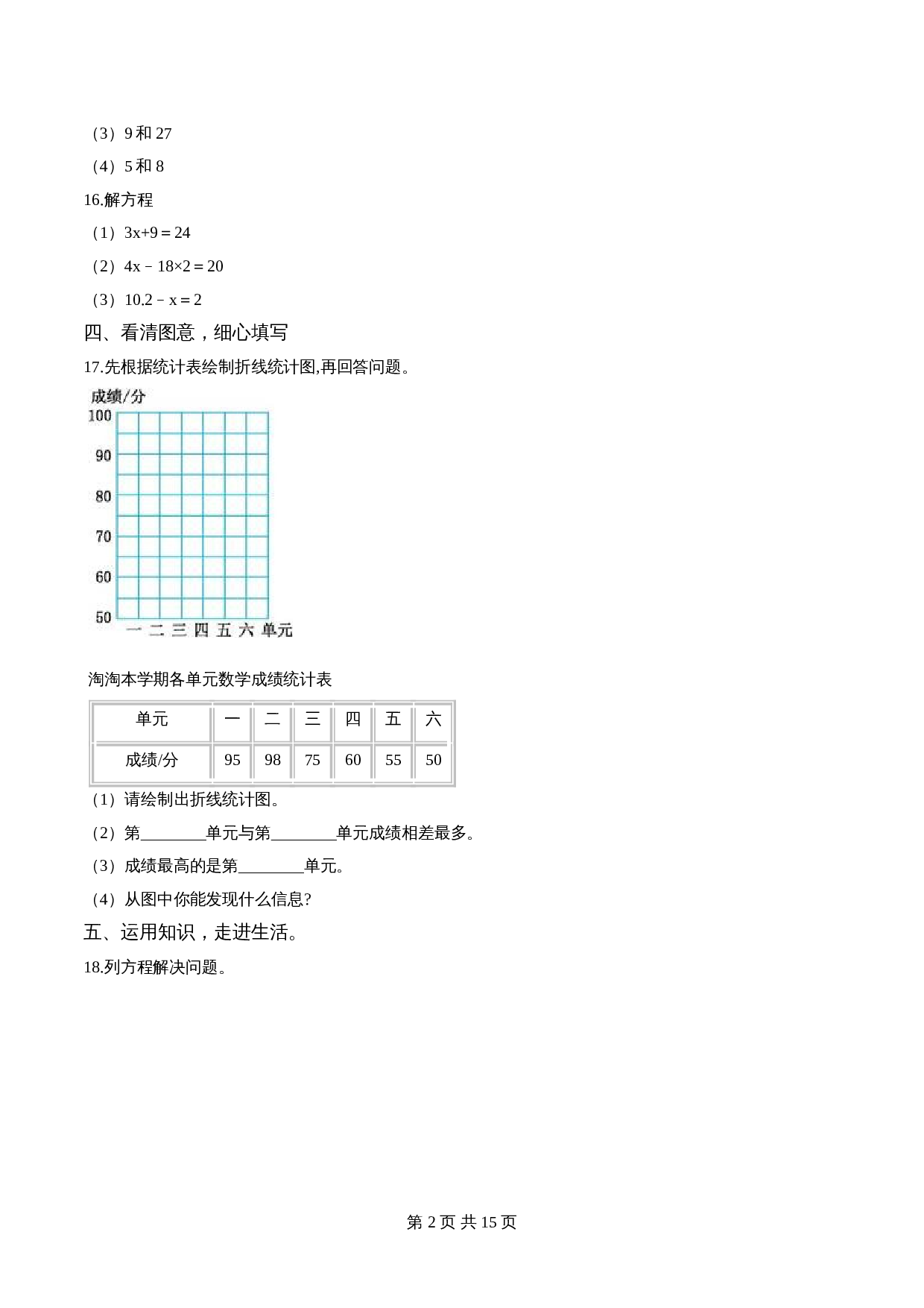 五年级下册数学期末测试题（五）苏教版 （含解析） 第2页