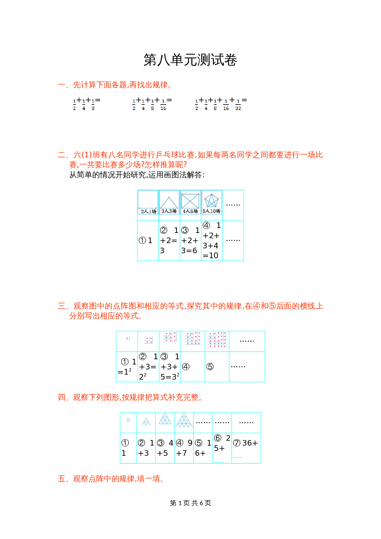 人教版六年级上册数学单元测试 第八单元测试卷（含答案） 第1页