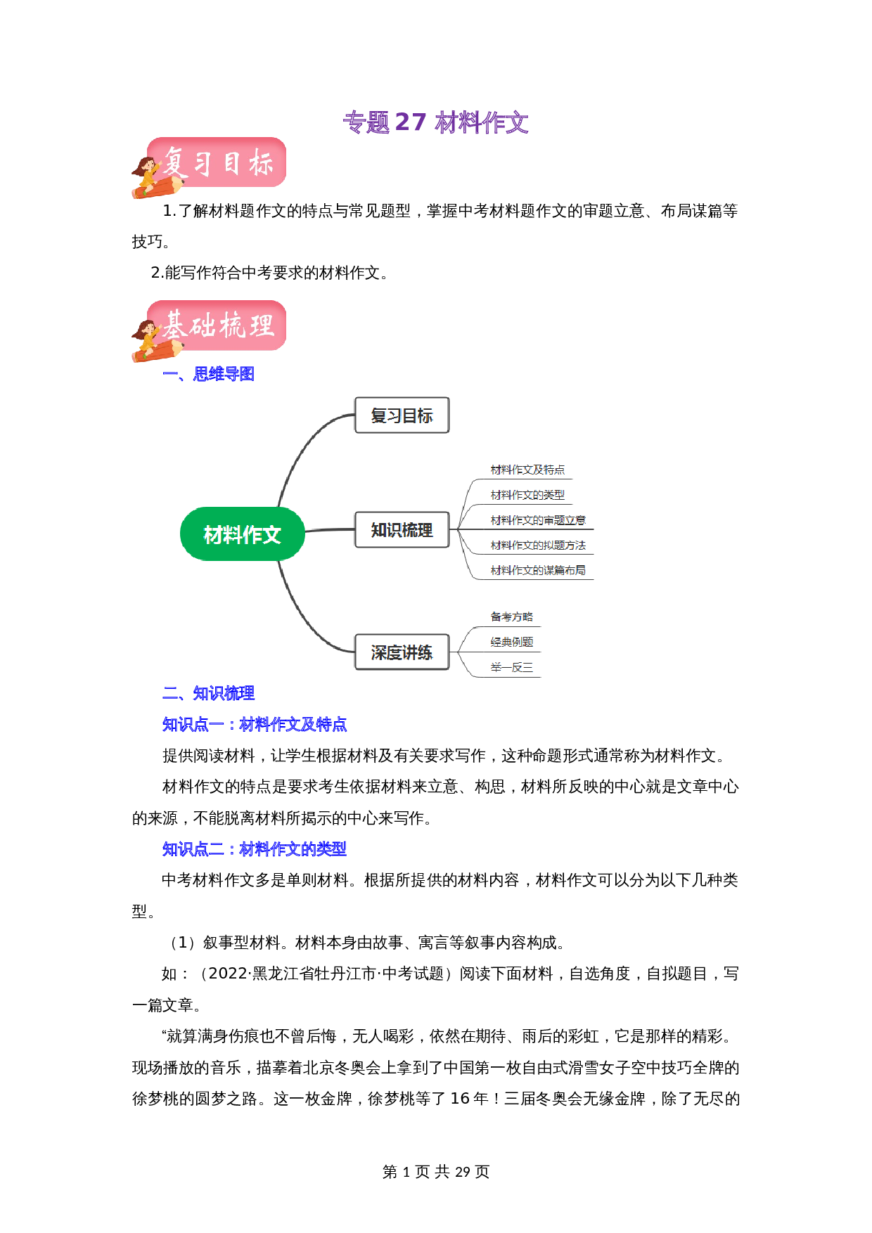 【讲练测】专题27 材料作文（讲练）（部编版）（含解析）-2024年中考语文一轮专题复习 第1页