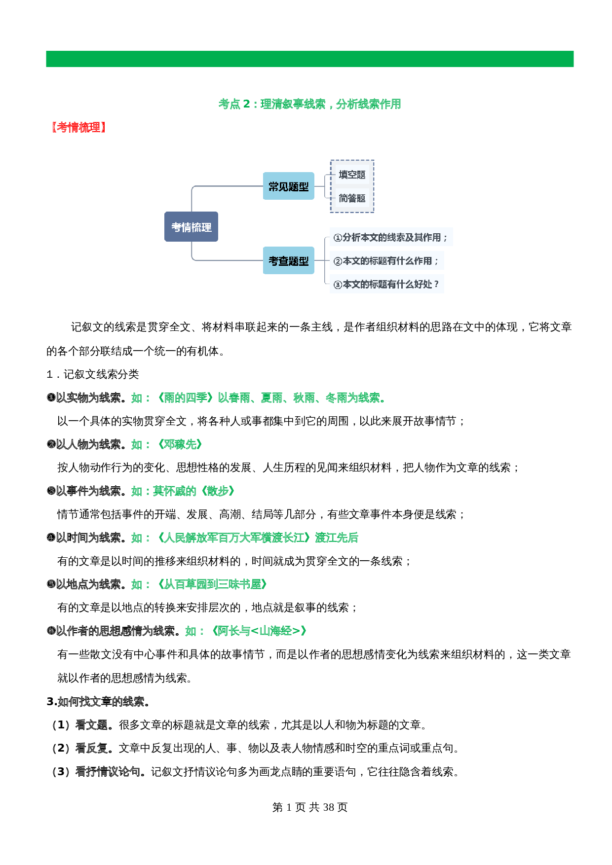 【记叙文专题阅读】专题02  理清叙事线索 分析线索作用（含解析）-2024年中考语文精讲精练 第1页