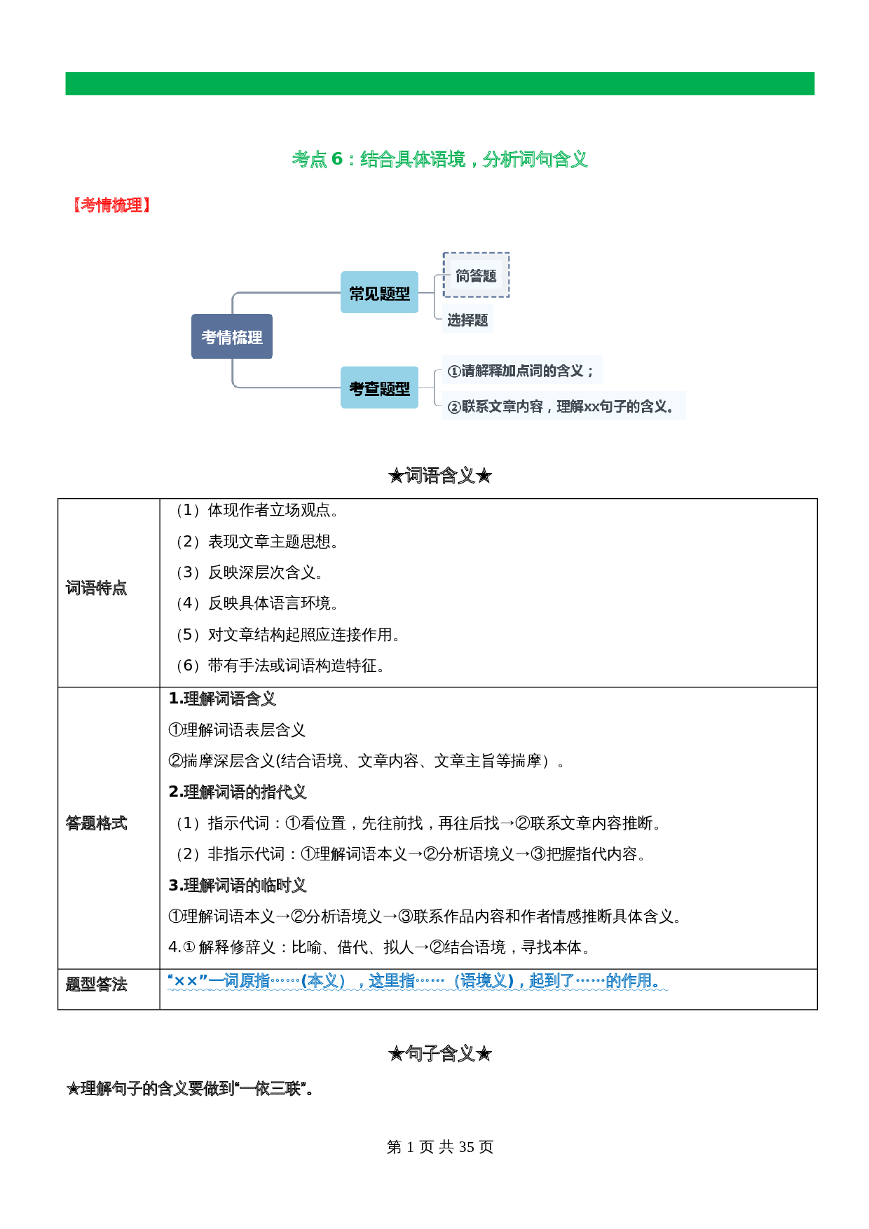 【记叙文专题阅读】专题06  结合具体语境 分析词句含义（含解析）-2024年中考语文精讲精练 第1页
