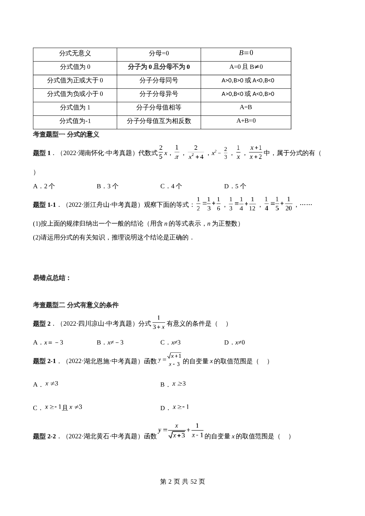 【常考点题型解密】专题06 分式(含解析)-2024年中考数学一轮复习满分突破(全国通用) 第2页