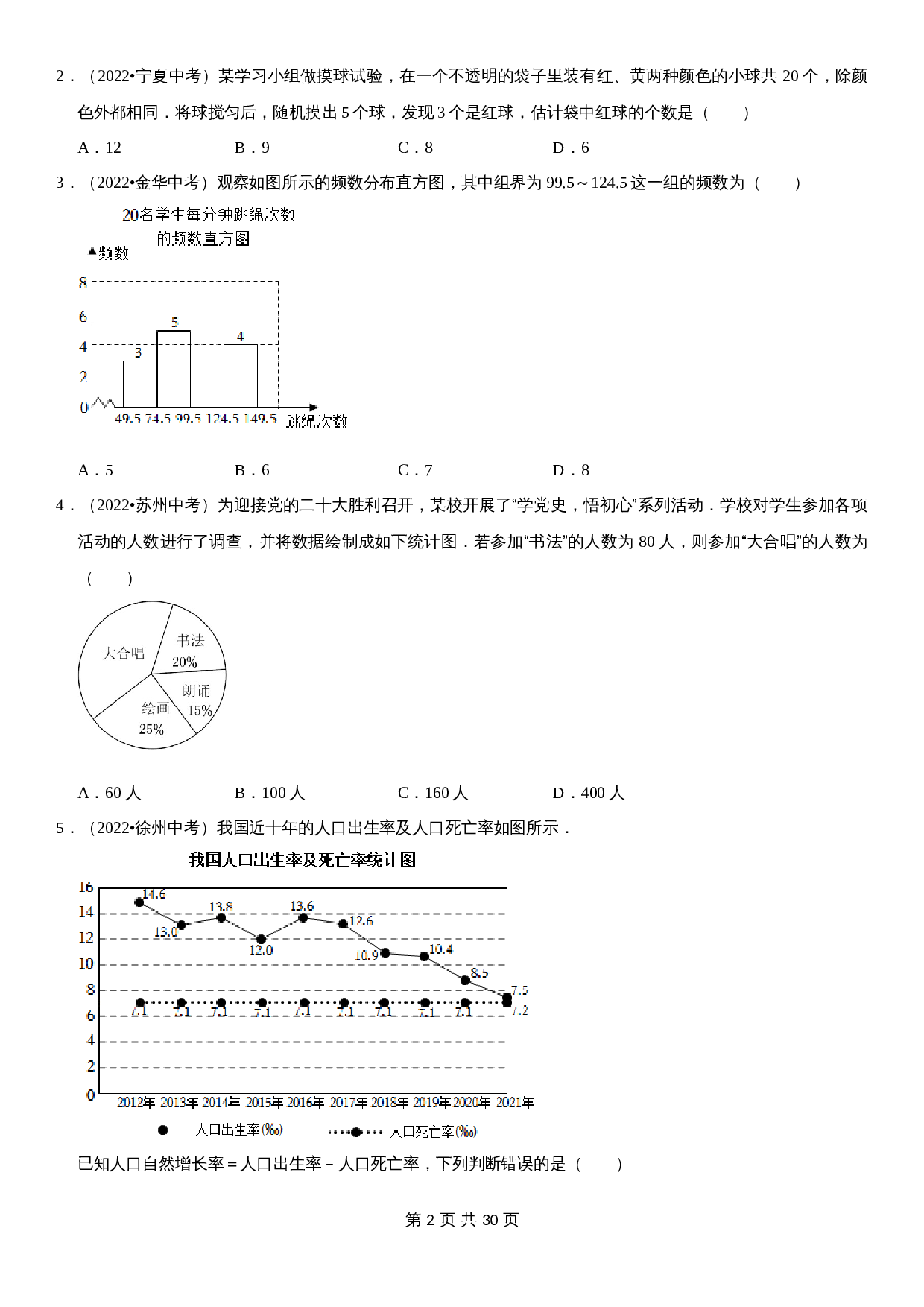 【高频考点精讲精练】专题28 统计与概率（含解析）-2024年中考数学一轮复习（全国通用） 第2页