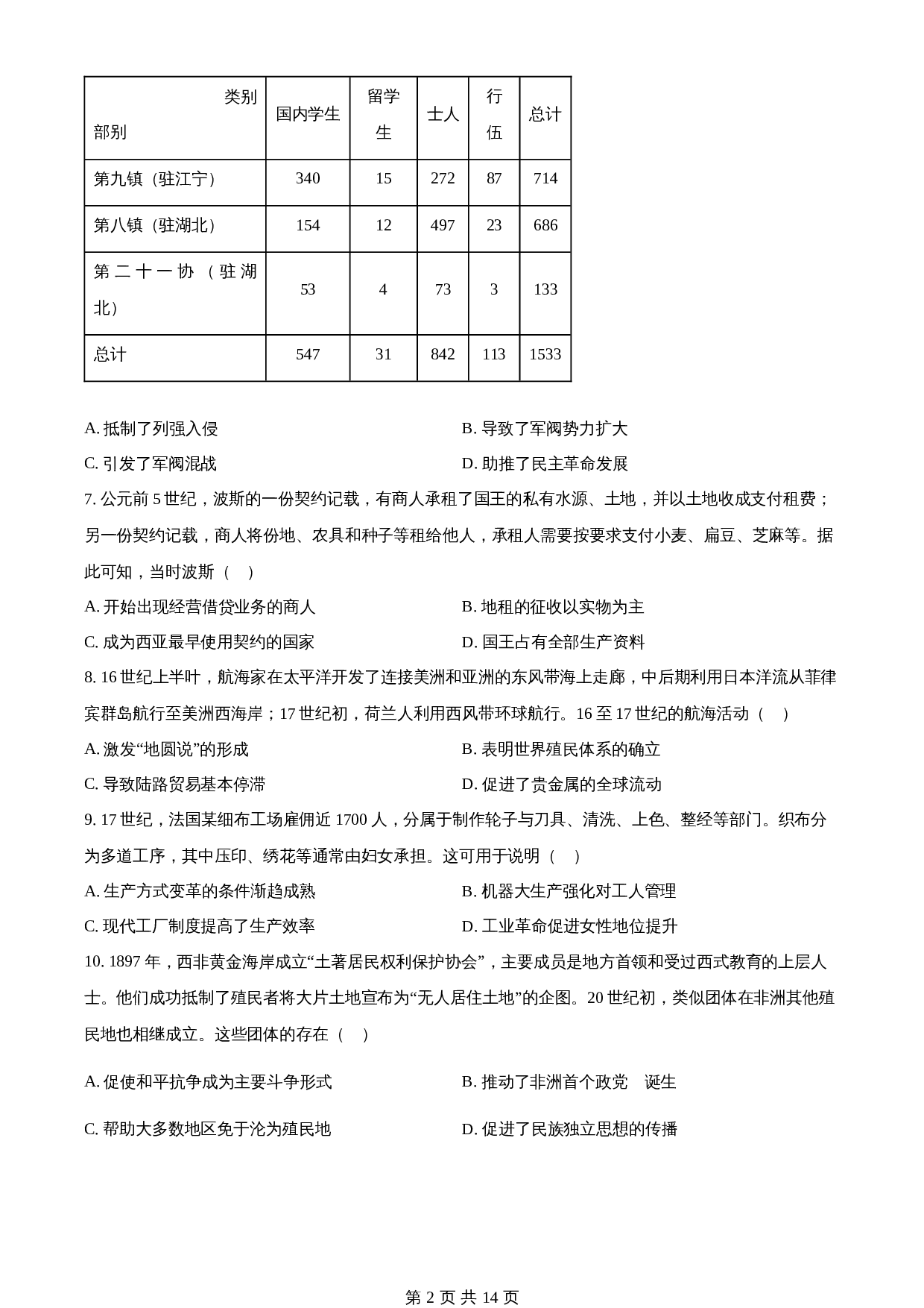 2024年高考历史试卷（新课标卷）（含解析） 第2页