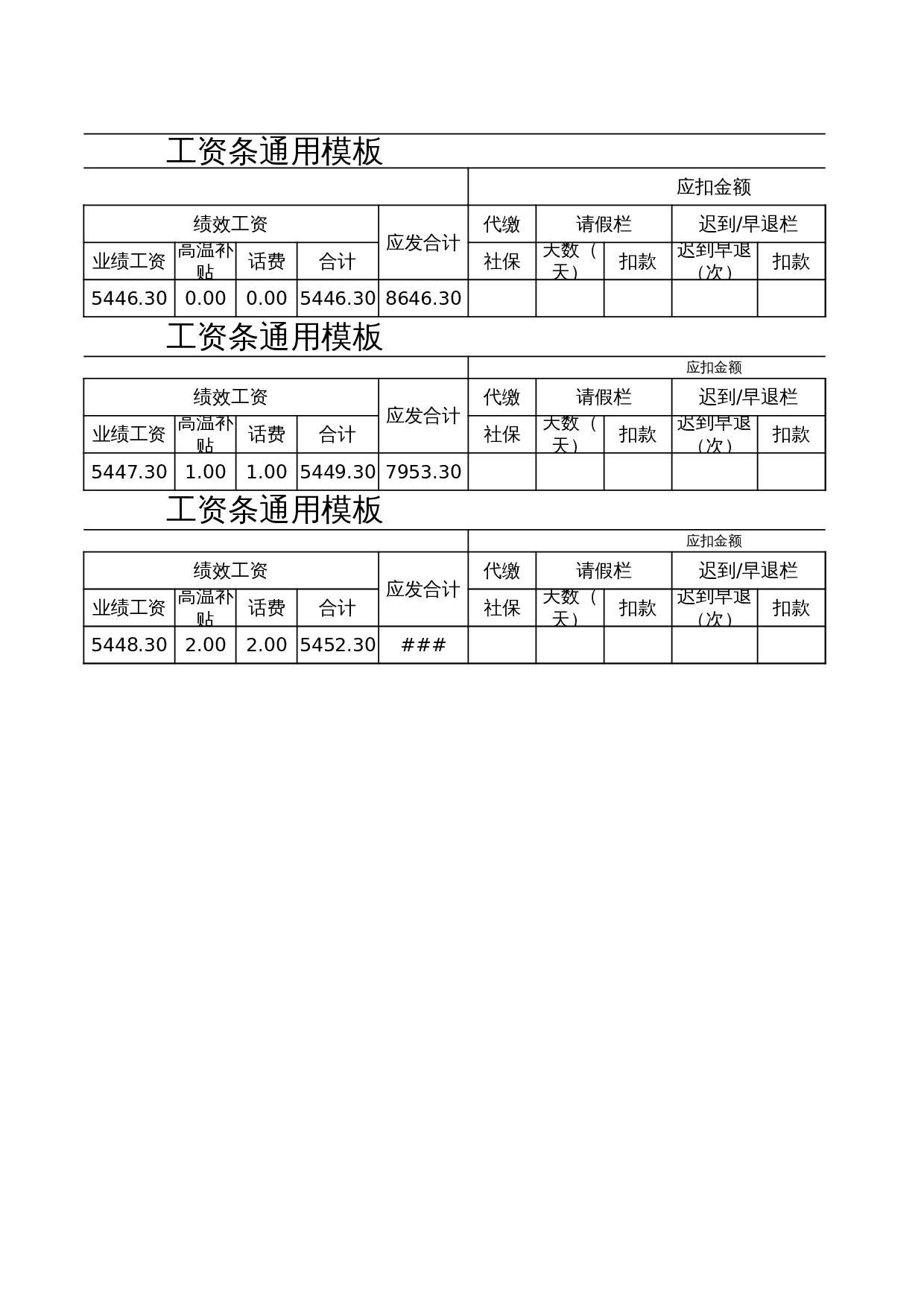 工资条通用模板 第2页