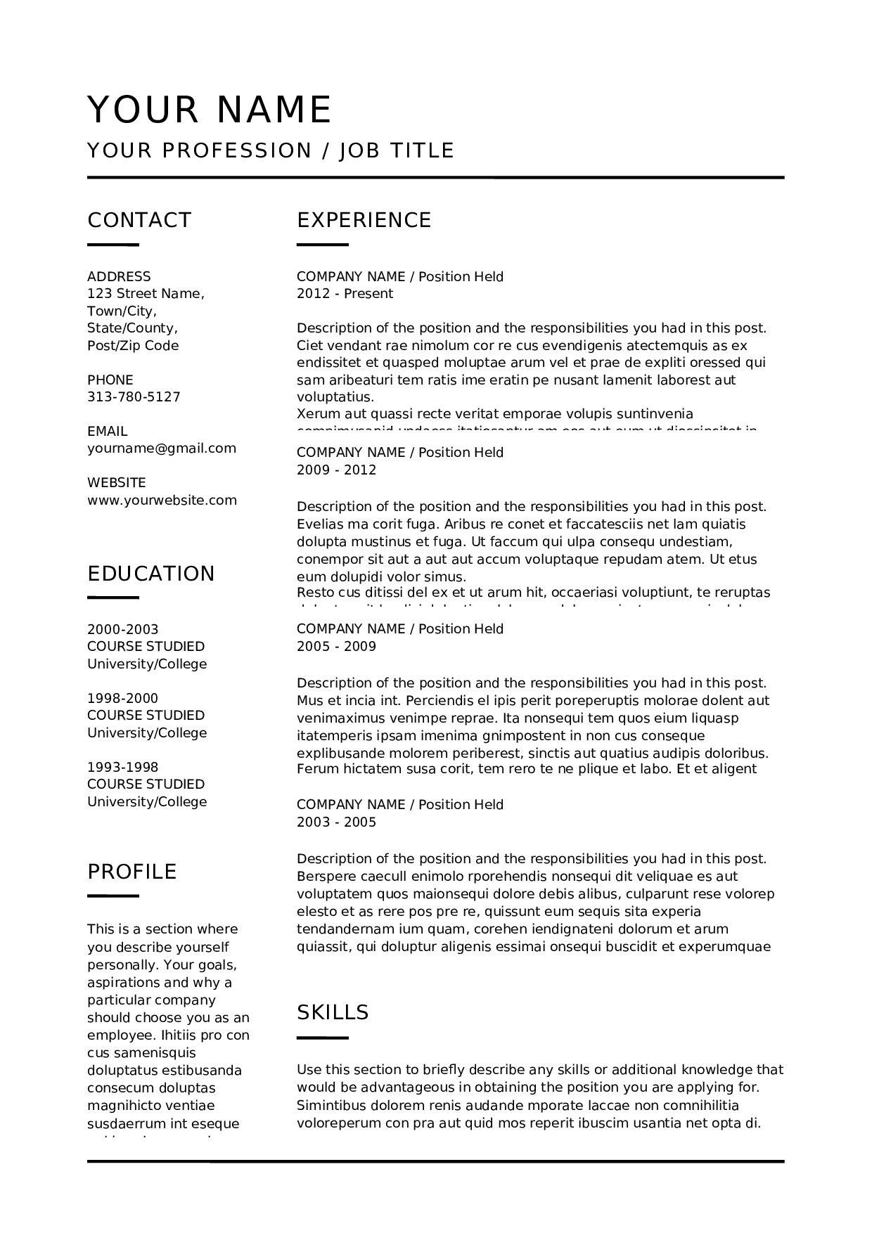 个人英文简历多页模板_01 第1页